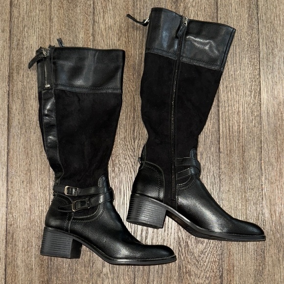 Franco Sarto Lapis Black Leather Boots - Picture 1 of 14